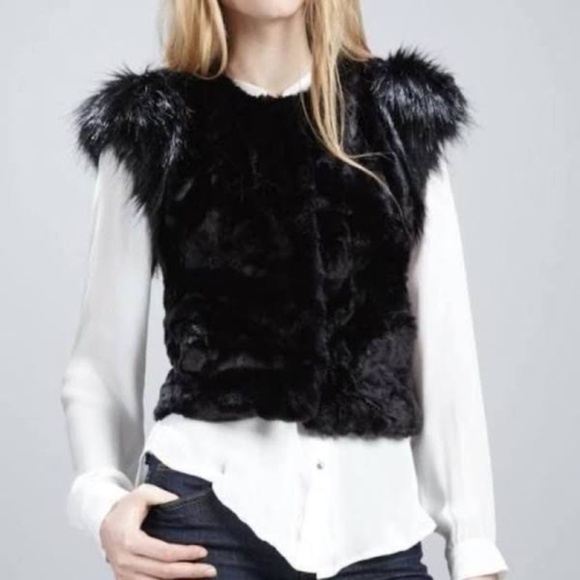 NEIMAN MARCUS FUR HOLIDAY VEST | Skaist Taylor BLACK FAUX Fur | Snap Front | NWT - Picture 1 of 12